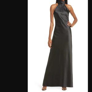 NWT Bravado Halter Backless Floor Length Satin Gown